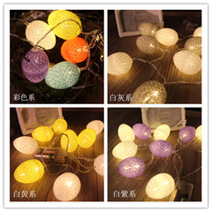 LED棉線燈串電池圓球彩蛋銅絲燈串聖誕復活節裝飾LED棉線球燈串