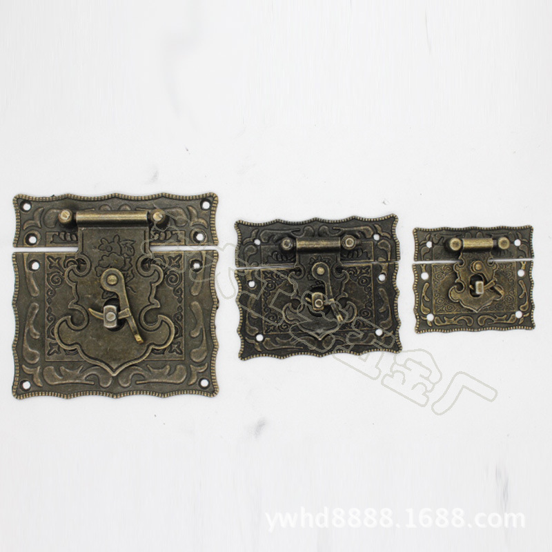 古箱特大礼品盒发财扣 箱扣 箱包配件 箱包扣锁扣仿古锌合金搭扣