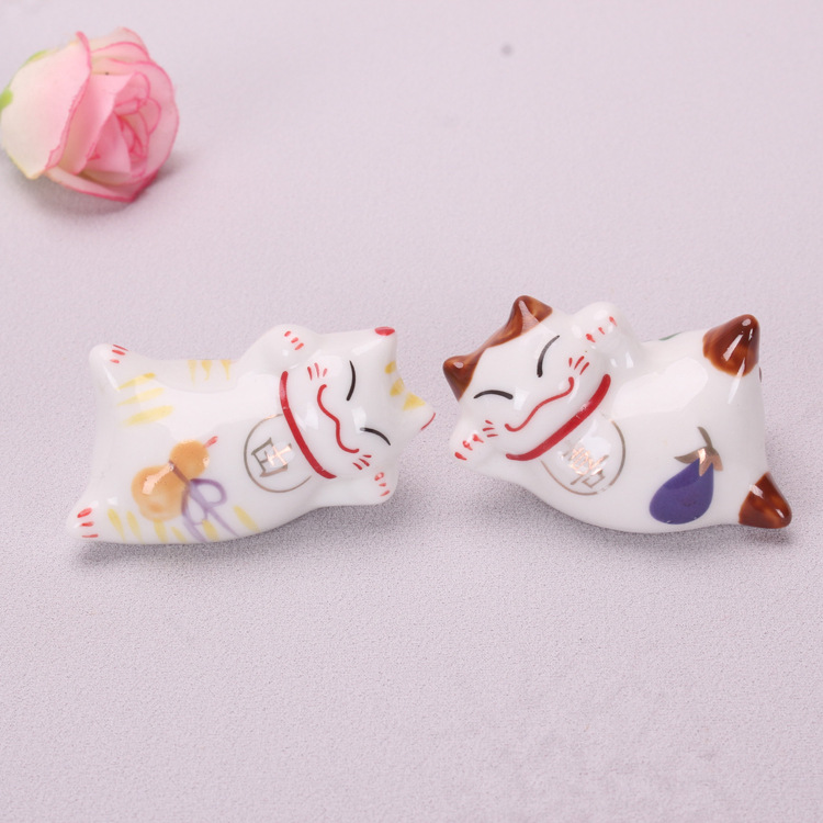 Zakka Ceramic Chopsticks Rack 12688 Lucky Cat Chopsticks Rack Ceramic Tableware Daily Necessity Ceramic Crafts Ornaments