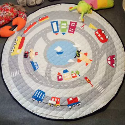 Ins Cotton Car Storage Mat Storage Toy Floor Mat Round Outing Kidsren Cartoon Climbing Mat Storage Bag (Avtomobil döşəmə paspasları) - car-15-m-diameter-round-storage-mat