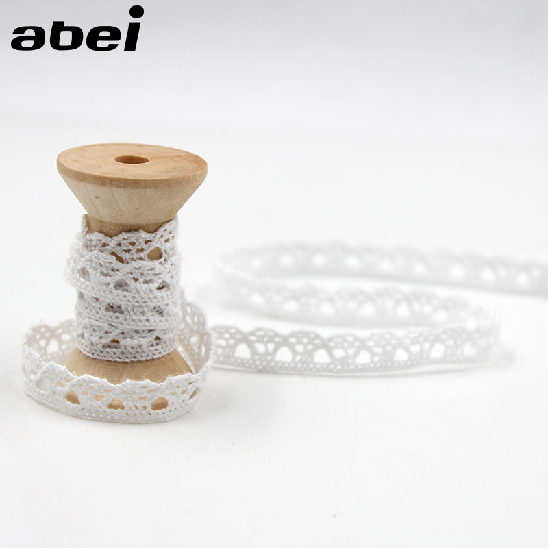 供应1cm漂白色DIY拼布百搭辅料配件棉线花边 纯棉白色蕾丝边 现货