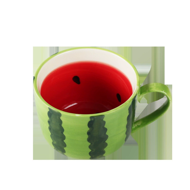 Ceramic Water Cup, creative watermelon design, painted breakfast/coffee cup, 0.5 kg