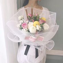 鑫尚新款情人节鲜花包装纸 小方格纱网 欧根纱鲜花包装材料PP网