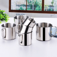 Thickened 304 stainless steel cup with lid and handle, office tea cup, student, kindergarten, children's water cup, toothbrush cup