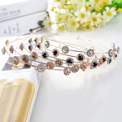 New Korean-style exquisite sunflower thin headband, embellished with zircon crystal hair accessory, factory dropshipping one piece.