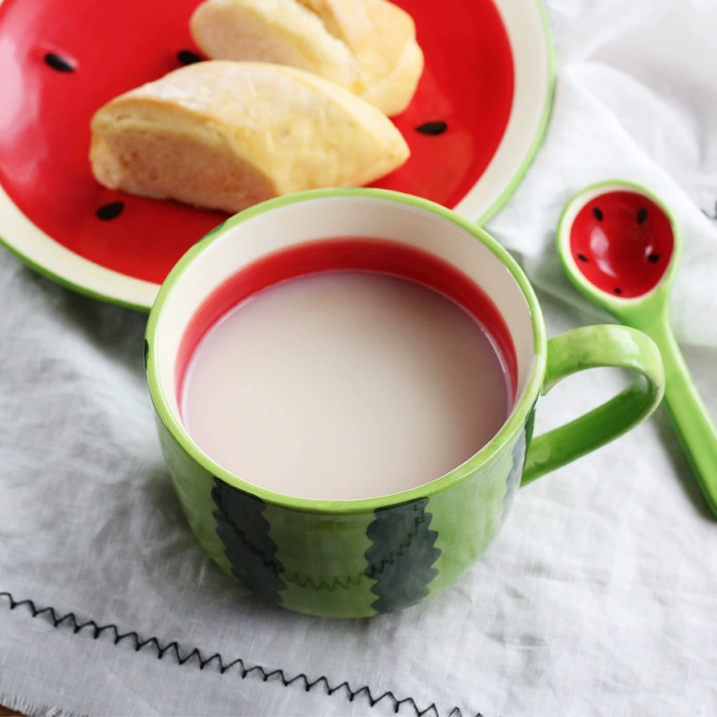 Ceramic Water Cup, creative watermelon design, painted breakfast/coffee cup, 0.5 kg