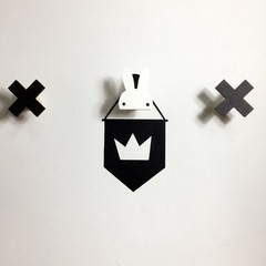 ins wooden black and white rabbit hook Nordic style creative home children's clothing store children's room wall decoration stickers