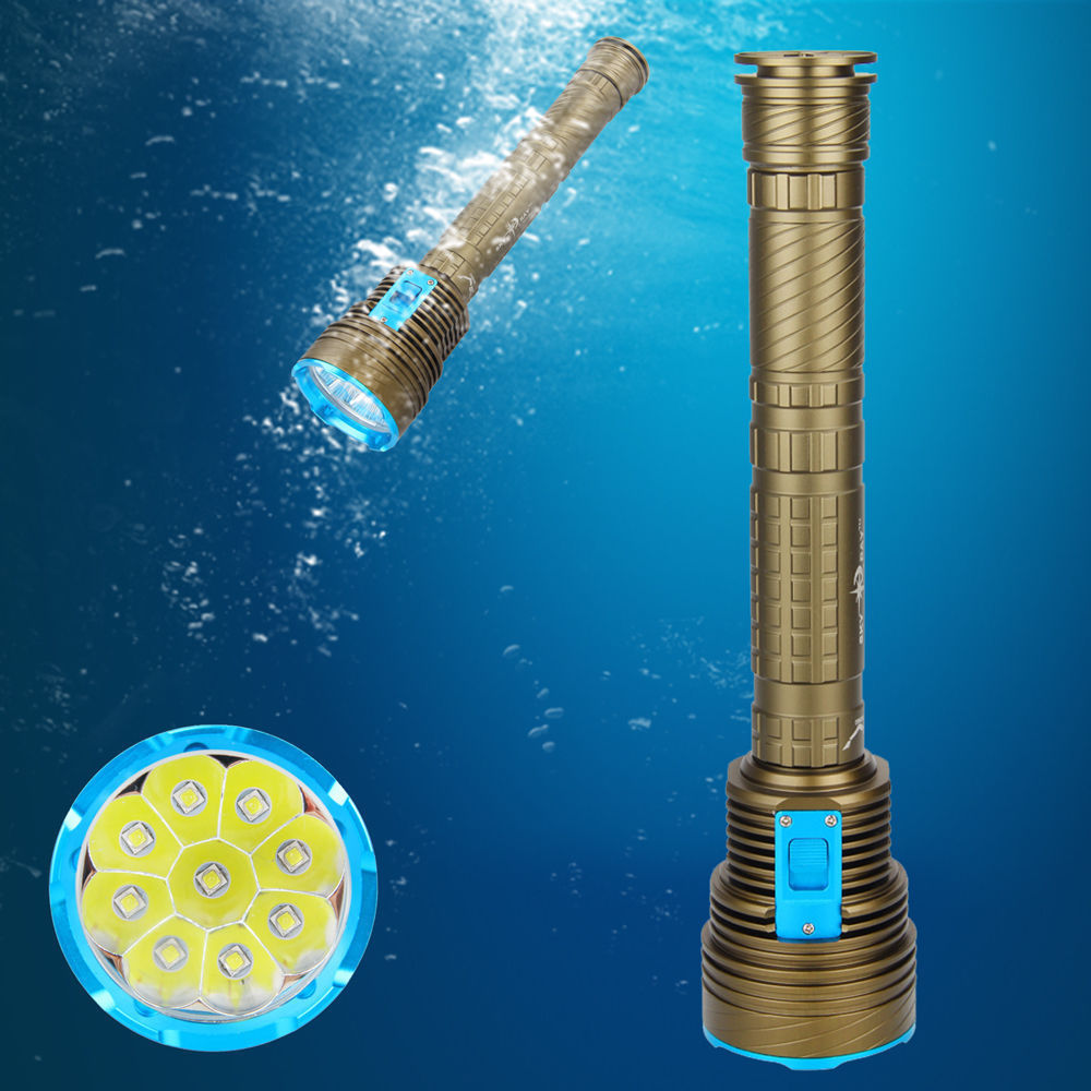 9核T6潜水手筒DX9强光铝合金手电三节26650电池充电9L2潜水手电筒