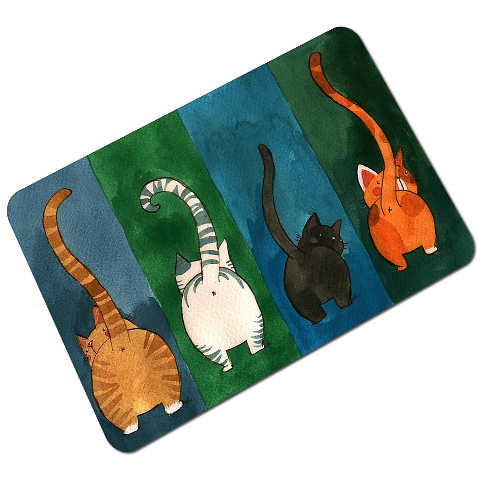 Inflable bolsa de cadera alfombra de gato alfombra de piso lindo gato de la suerte de goma absorbente antideslizante estera de la puerta estera del pie