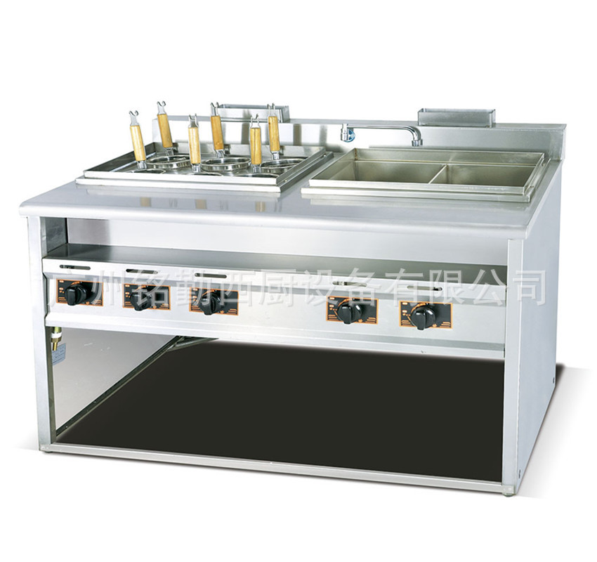 商用燃气六头煮面炉带汤池 多功能煮面炉连汤池 麻辣烫机 烫粉炉