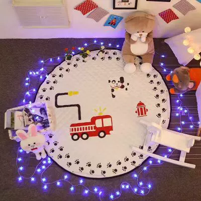 Avtomobil döşəmə paspasları: Kidsren Cartoon Climbing Mat Storage - fire-truck-15-m-diameter-round-storage-mat