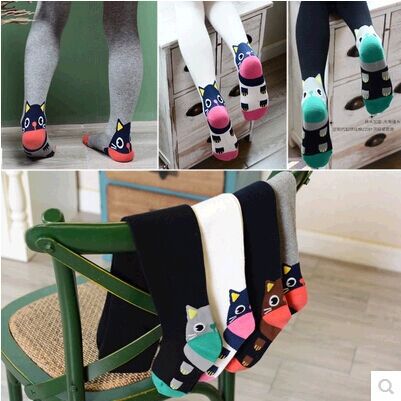 Princess new spring and autumn children's pantyhose cotton knitted leggings sole Cat Girl's pantyhose