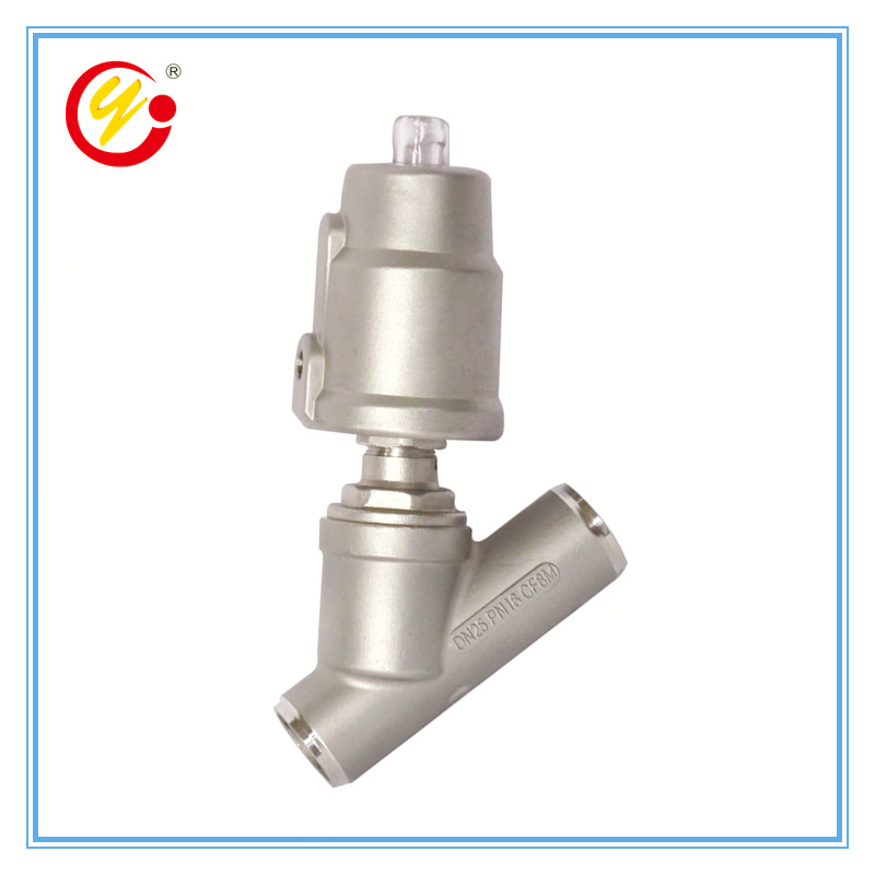 冠宇供应全不锈钢304角座阀焊接式常闭  DN25高温蒸汽Y型气动角阀