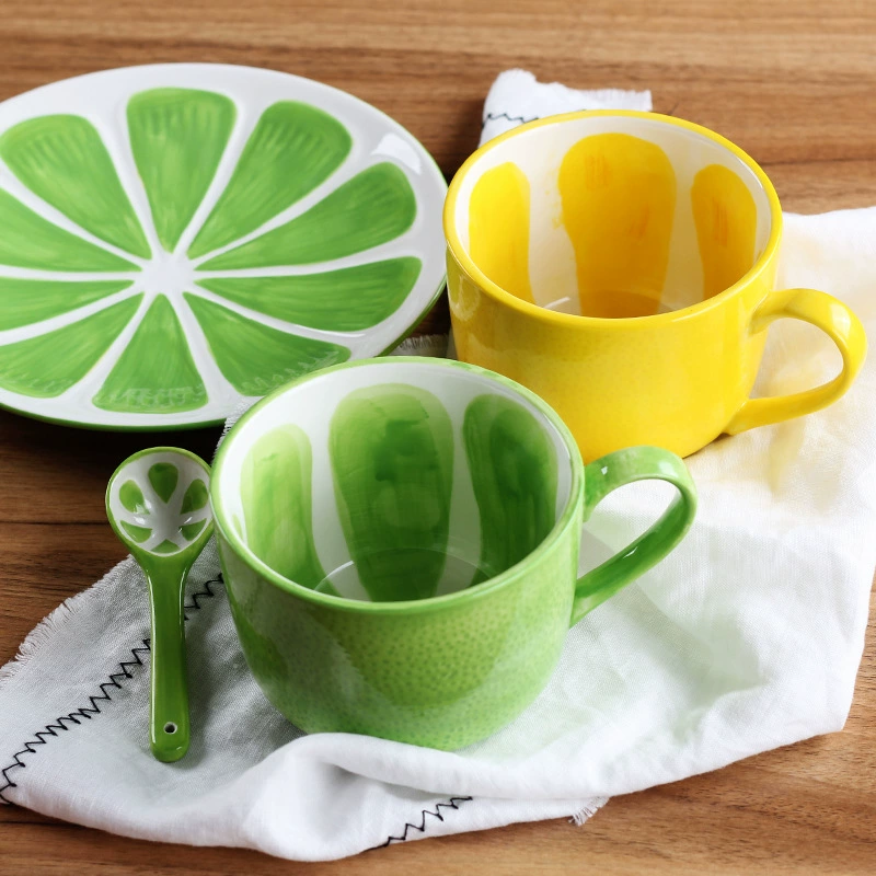 Ceramic Water Cup, creative watermelon design, painted breakfast/coffee cup, 0.5 kg