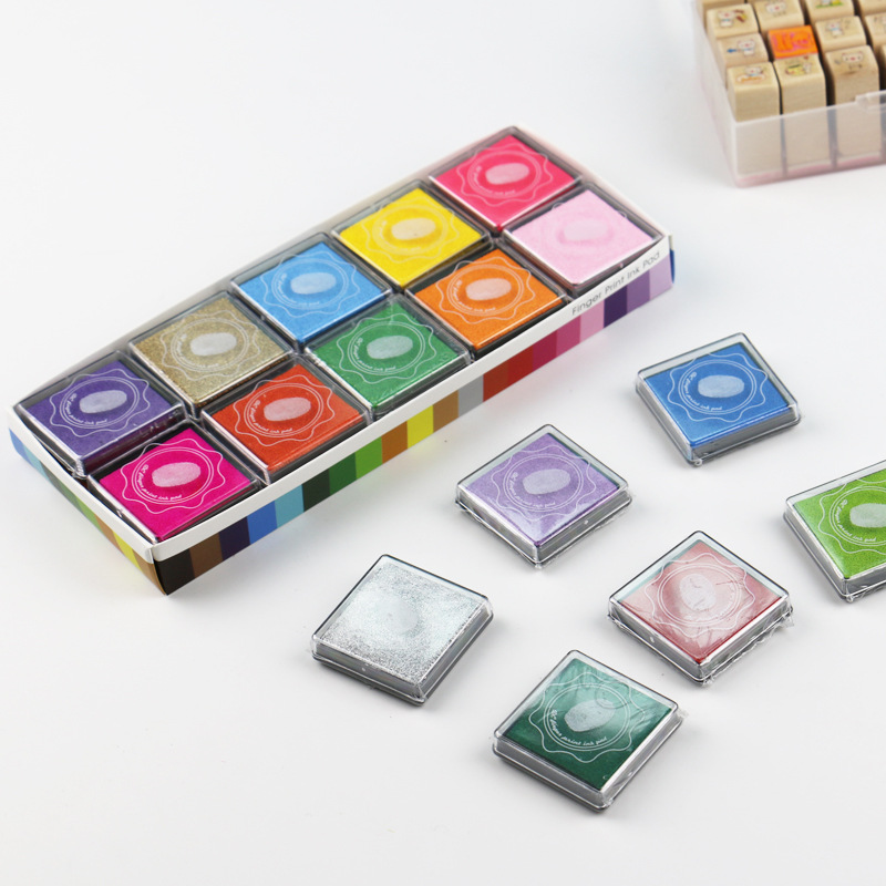 20 colores 4X4 inkpad en caja al por mayor de los niños educativos dedo pintura color inkpad graffiti pintura inkpad impresión Mesa