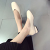 2024 Spring New Middle Hideline Single Shoes Female thick heel retro square -headed grandmother shoes 41 large size women's shoes wholesale