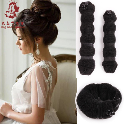 25cm大尺寸外贸毛毛虫带扣丸子头盘发器 花苞头盘发工具批发|ms