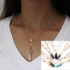 Necklace, fashionable copper accessory heart-shaped, European style, with gem
