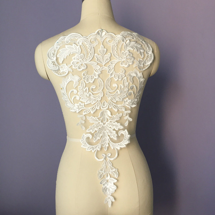 大尺寸本白色水溶蕾丝花朵 婚纱礼服花贴 裙摆用蕾丝大花辅料