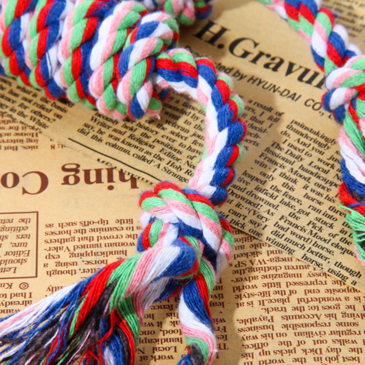 Venta directa de fábrica de juguetes de cuerda de algodón de caramelo para mascotas Teddy Dog Corgi molares resistentes a morder nudos de ratón juguetes de nudo trenzado