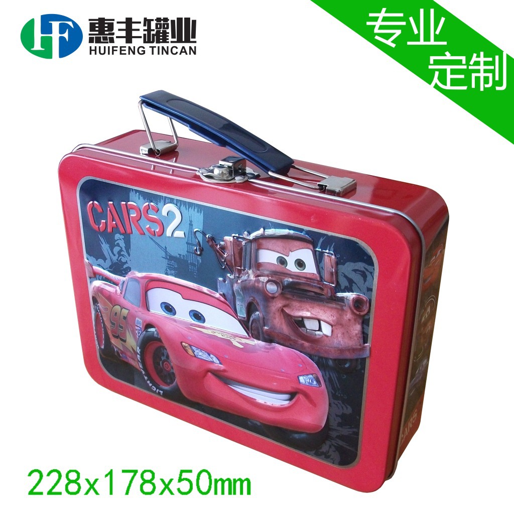 TIN BOX玩具卡通汽车手提铁盒 午餐盒手挽罐 化妆品礼品马口铁罐