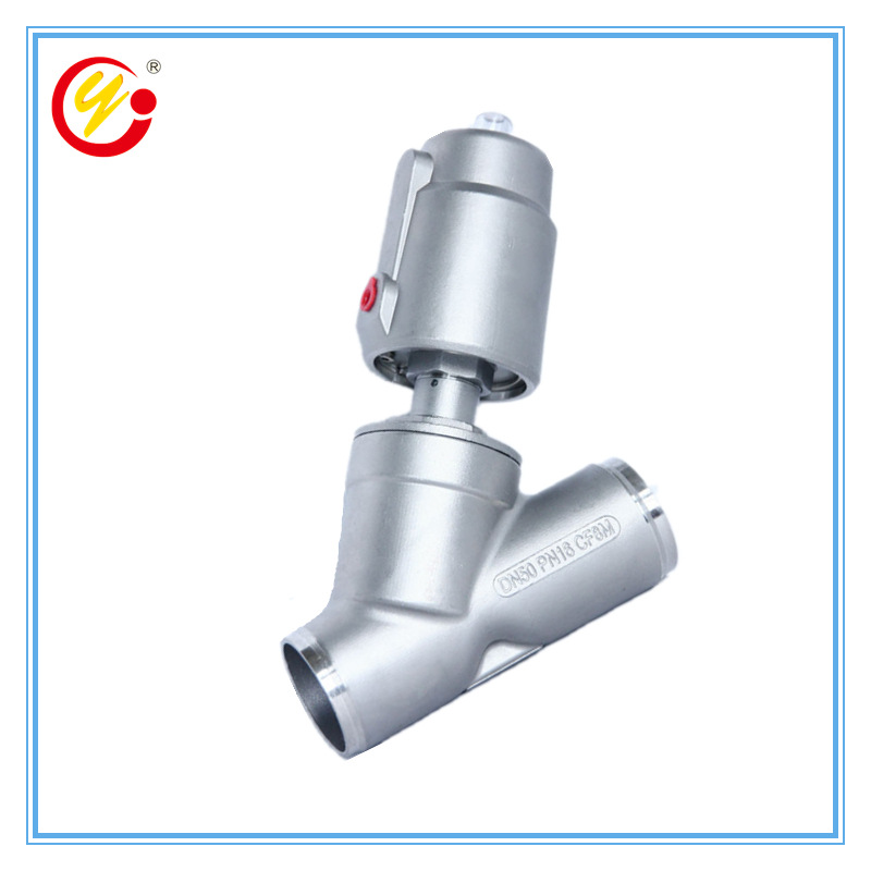 冠宇直供Y型气动角座阀全不锈钢304材质焊接式高温无腐蚀气控角阀