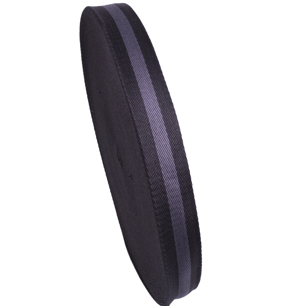 邢台织带厂家现货供应 3.8cm 1.5寸深灰间浅灰双色 斜纹 棉线带