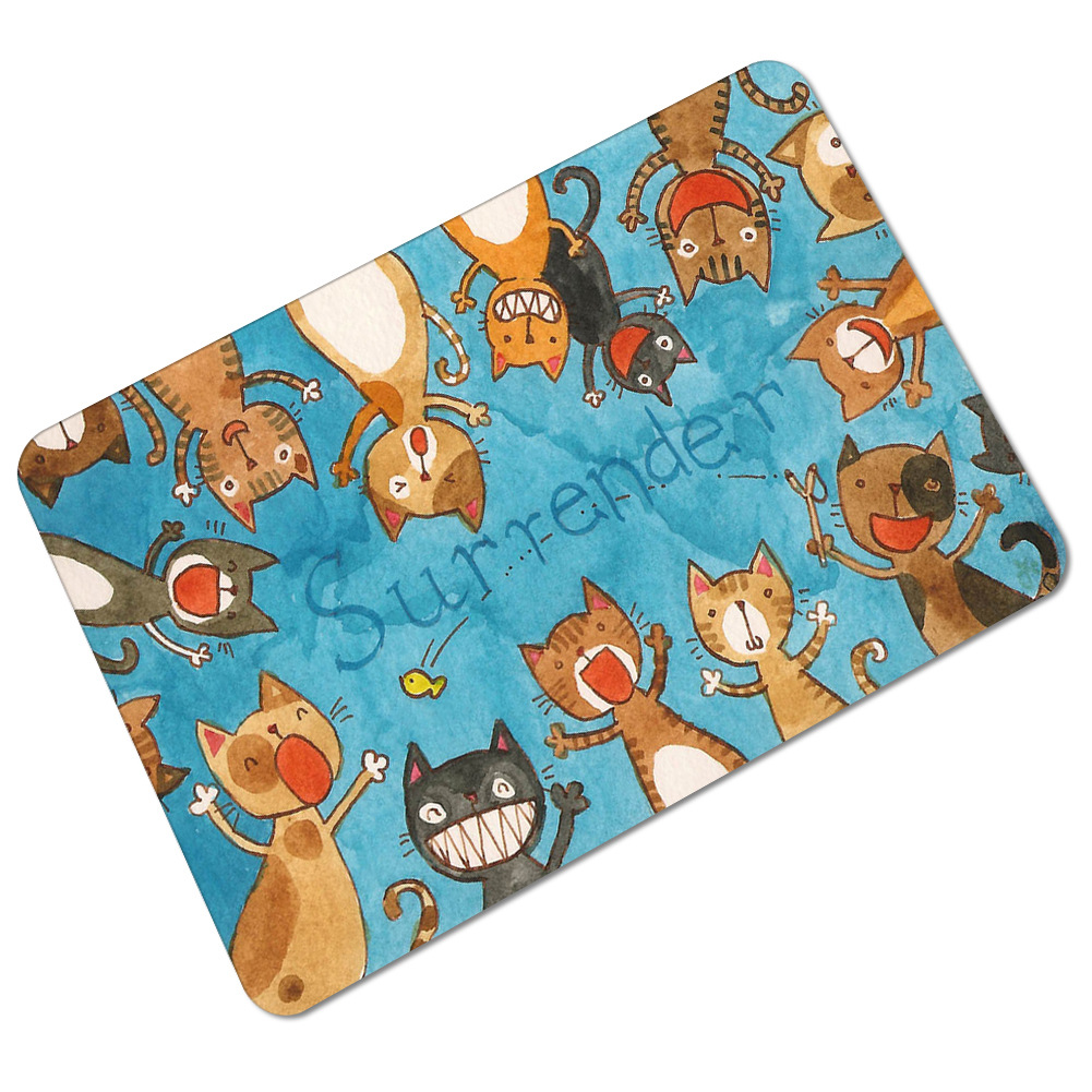 Inflable bolsa de cadera alfombra de gato alfombra de piso lindo gato de la suerte de goma absorbente antideslizante estera de la puerta estera del pie