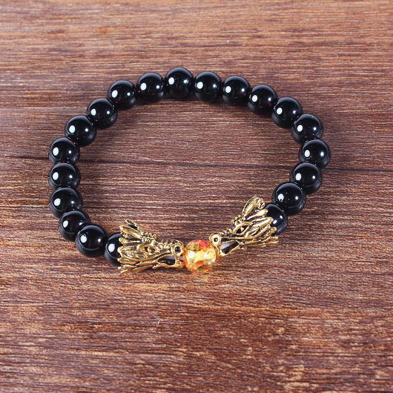 골드 블랙 마노 구슬 L