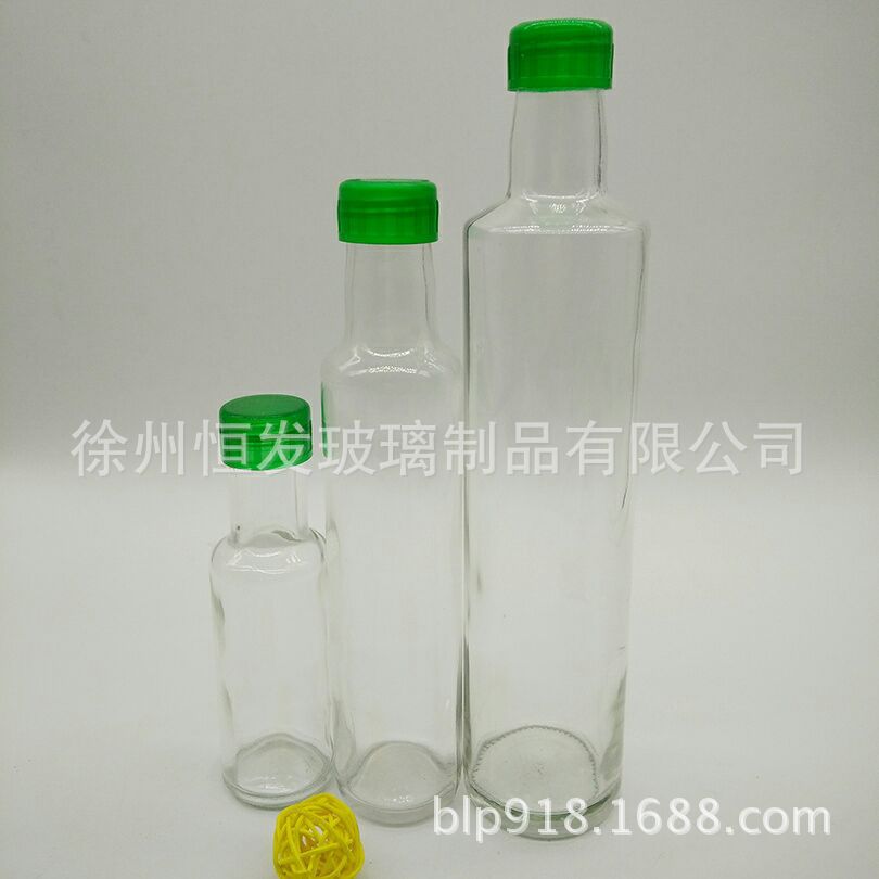 厂家直销透明圆形橄榄油瓶500ml山茶油瓶核桃油玻璃瓶含盖批发