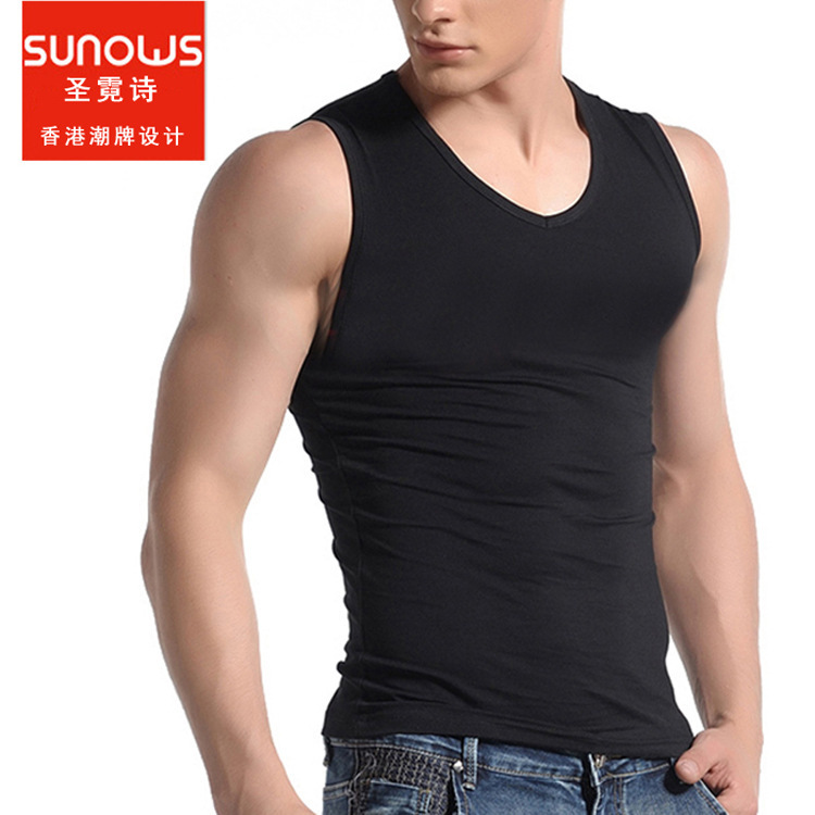 New men's wide shoulder cotton vest sleeveless breathable fitness sports stretch waistcoat men's breathable jacket wholesale