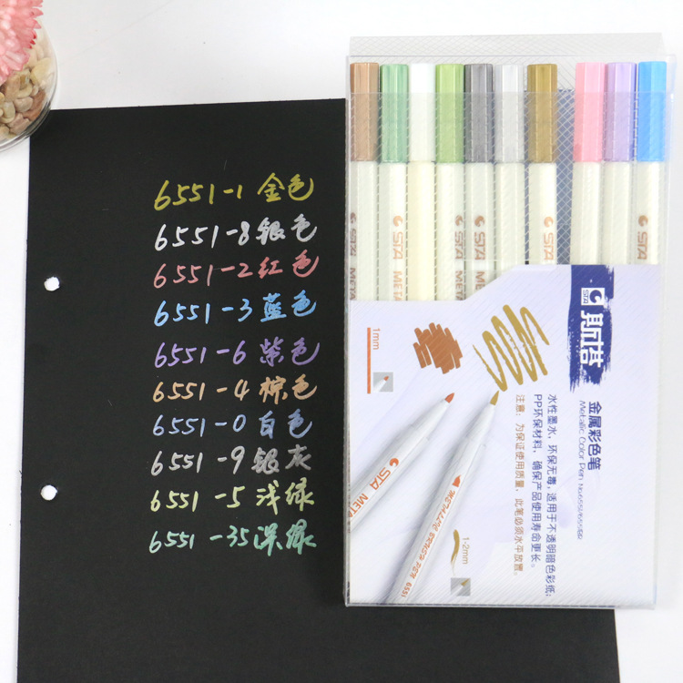 Sta STA6551-10 color traje pluma de metal multicolor escritura graffiti pluma pintura pluma 10 color paquete