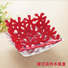 欧式镂空陶瓷水果盘子时尚创意家居装饰现代简约客厅摆设礼品白瓷