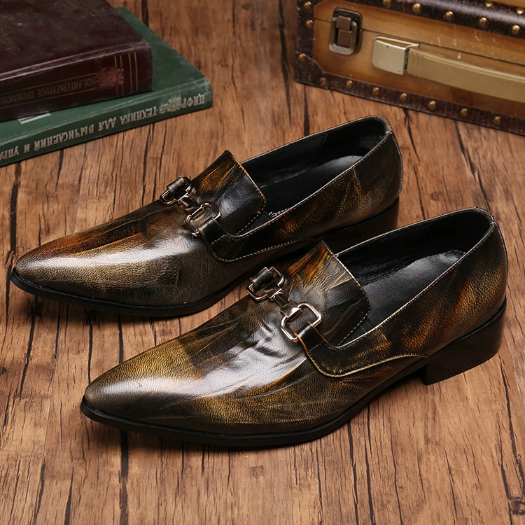 Модные молодежные модные кожаные туфли в Корейском стиле из британской воловьей кожи, деловая официальная одежда, кожаные мужские туфли без шнуровки