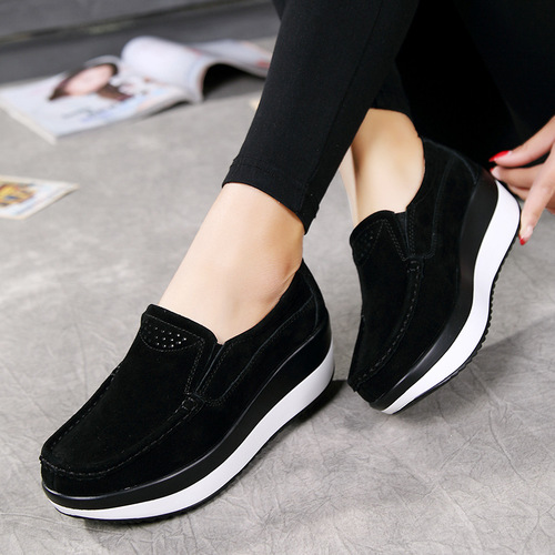2025 Spring Student Women's Shoes Women's Korean Style Swing Shoes Genuine Leather Wedge Casual Shoes Women's Single Shoes 5