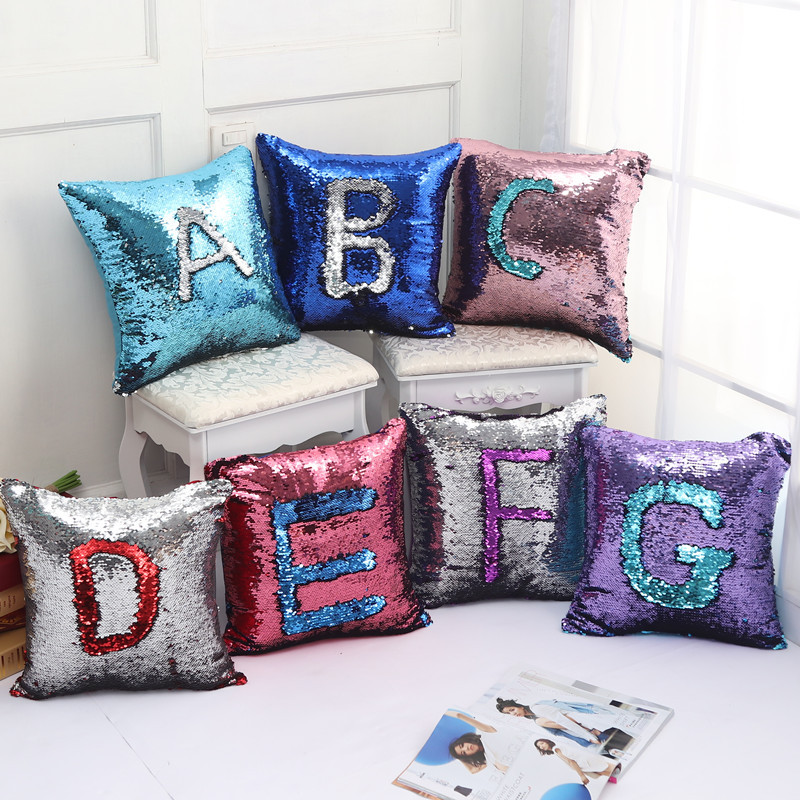 Amazon Two-Color Sequin Pillowcase Sequin Home Soft Decoration Cushion European Mermaid Pillowcase Manufacturer Wholesale