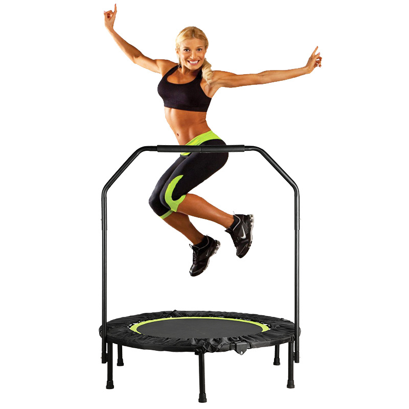 Adult Trampoline Children's Household Indoor Trampoline Foldable Spring Trampoline with Armrests for Gym