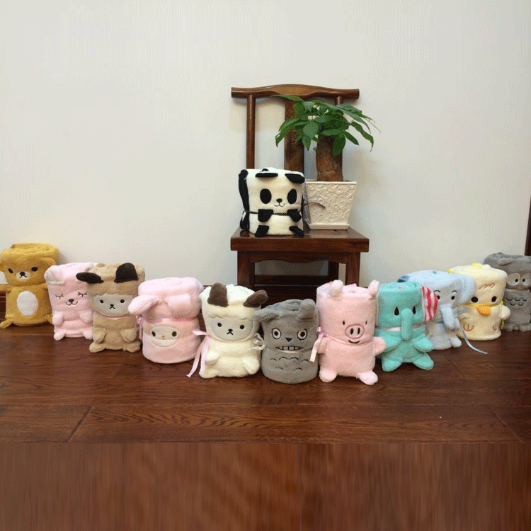 Venta al por mayor manta de rollo de niños lindo animal franela manta de niños portátil de dibujos animados creativos aire acondicionado almuerzo descanso manta de pollo