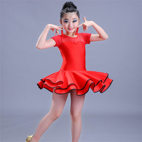 Summer children's Latin dance dress, children's performance dress, girls 'dance dress, short-sleeved, new grade examination and training dress, wholesale