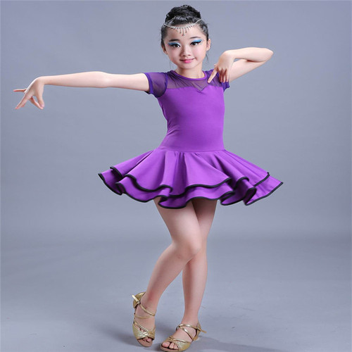 Summer children's Latin dance dress, children's performance dress, girls 'dance dress, short-sleeved, new grade examination and training dress, wholesale