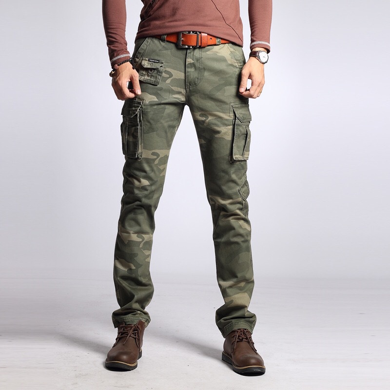 Primavera camuflaje monos multi-Bolsa de los hombres pantalones de ocio al aire libre deportes slim fit skinny rectos pantalones militares de una sola pieza de entrega