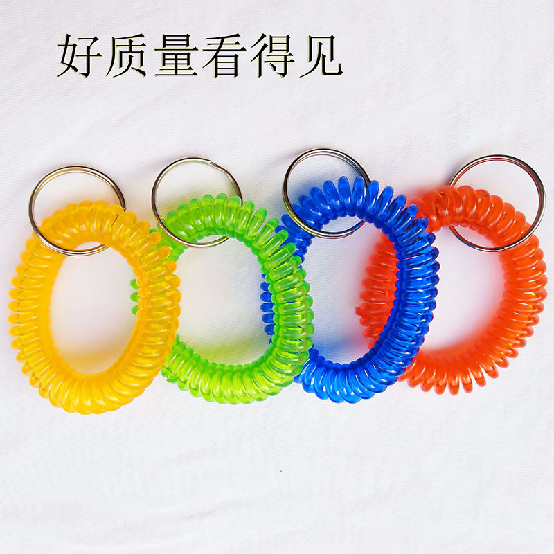 Manufacturer Wholesale Plastic Spring Telephone Cord Wristband, Sauna Wristband, Retractable Wristband, Key Ring