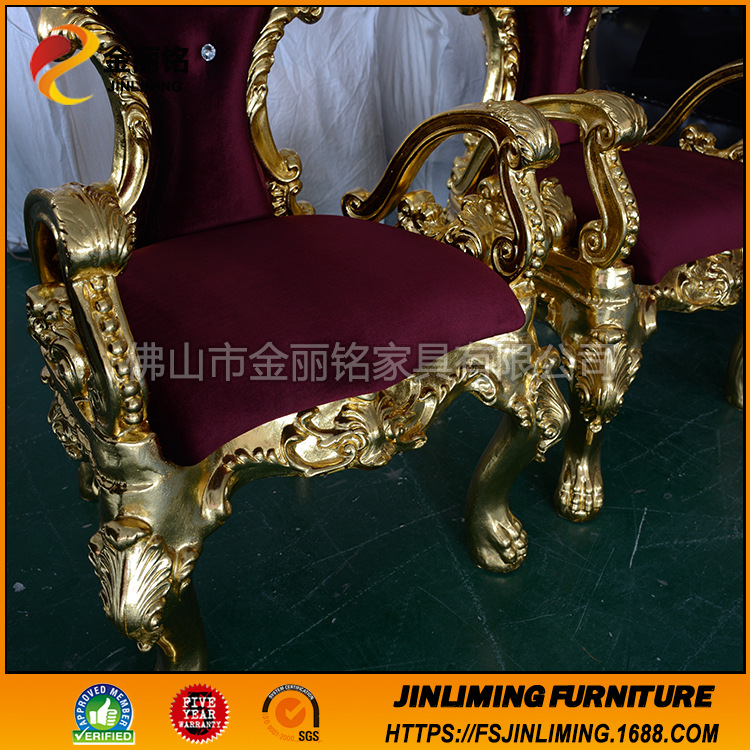 Suministro directo de fábrica de vidrio Silla de acero Silla de princesa KTV Hotel Club silla decorativa rey silla Silla de dragón Silla de boda