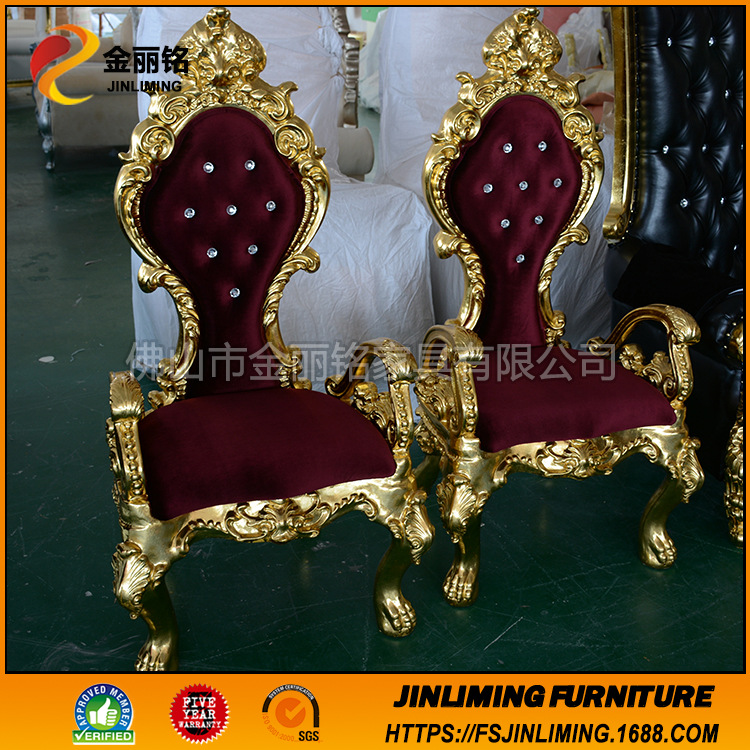 Suministro directo de fábrica de vidrio Silla de acero Silla de princesa KTV Hotel Club silla decorativa rey silla Silla de dragón Silla de boda