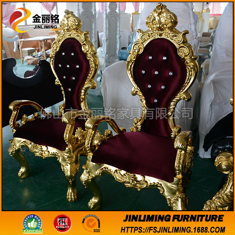 Suministro directo de fábrica de vidrio Silla de acero Silla de princesa KTV Hotel Club silla decorativa rey silla Silla de dragón Silla de boda