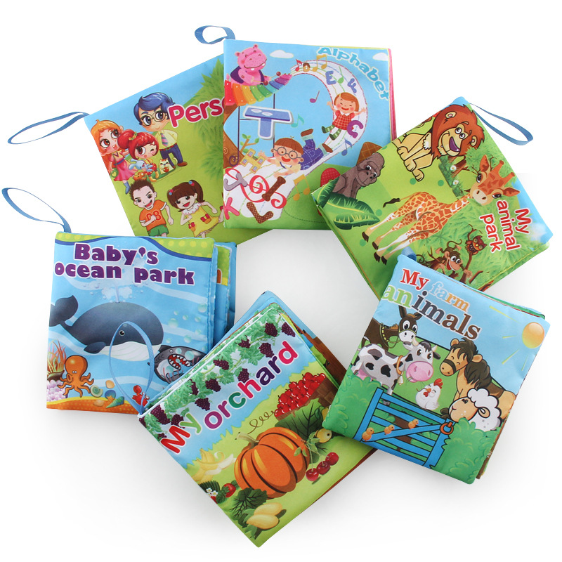 Exportación transfronteriza libro de tela para bebés educación temprana juguete cognitivo bosque animal inglés ABC libro de Palma libro de tela para bebés