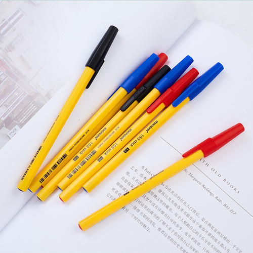 Monami 1.0mm Bullet Pen Clip, Monami Doodle Yellow Barrel Ballpoint Pen, 01008K