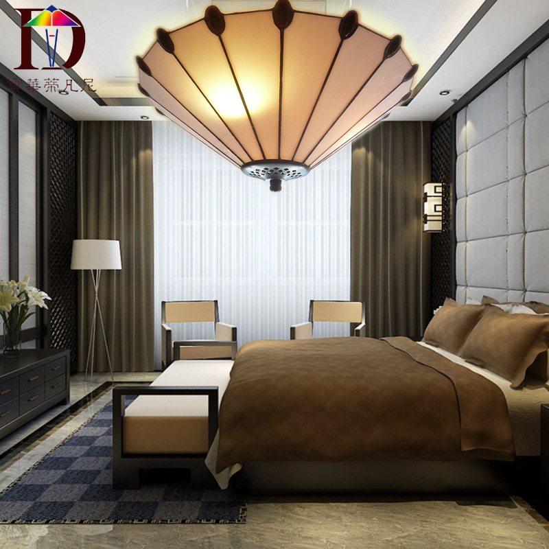 Lighting wholesale Tiffany European style glass hotel led ceiling lamp round bedroom lamp balcony lamp New Product Promotion