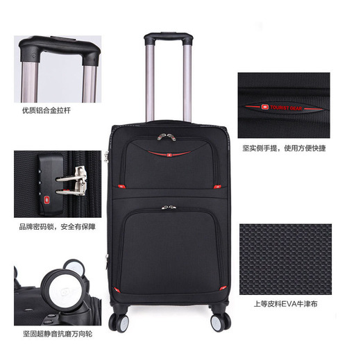 Pull-along suitcase manufacturer Oxford fabric swivel wheel travel suitcase luggage 32-inch famous pull-along suitcase with LOGO printed
