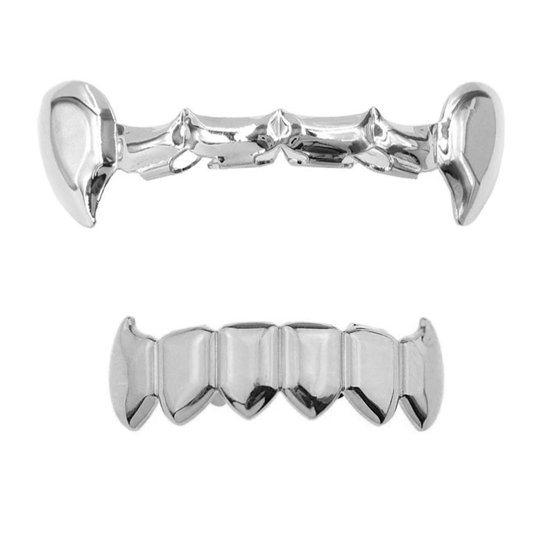 Amazon hot selling hip-hop Halloween vampire gold braces Teeth Grillz gold fake braces